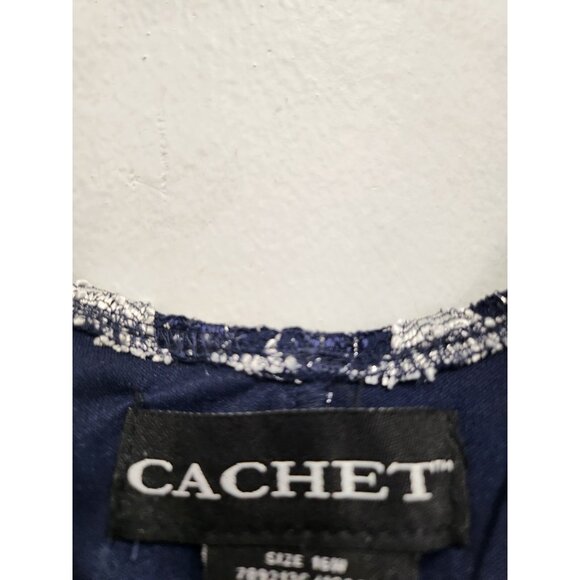 Vintage Cachet Tank Top Womens Size 16W Navy Silver Chevron Metallic Y2K Holiday - Picture 4 of 8